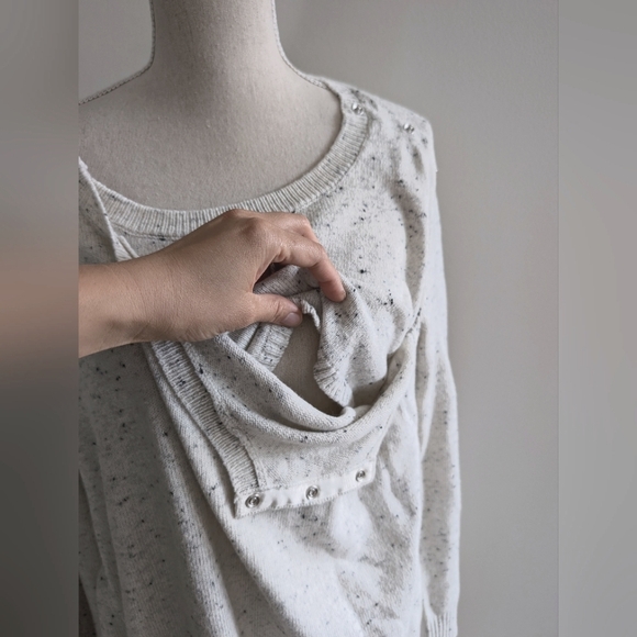NWT XL Seraphine Fonda Cream Cotton Blend Maternity & Nursing Sweater Dress - Picture 3 of 15